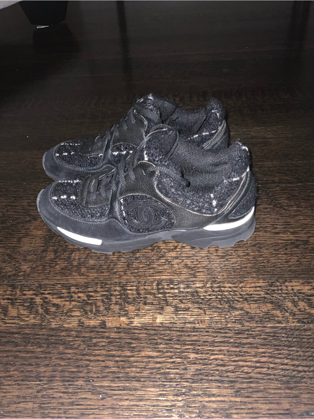 Chanel Black woman’s Fashion Sneakers with Quilted Texture